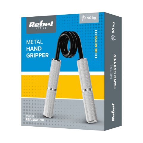 Ściskacz do ćwiczeń, treningu rąk, metalowy 90kg, REBEL ACTIVE Ściskacz do ćwiczeń, treningu rąk, metalowy 90kg, REBEL ACTIVE