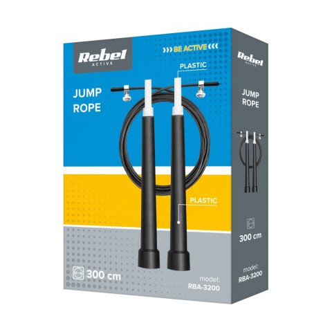 Skakanka bokserska plastikowa z plastikowym łożyskiem 300cm regulowana, REBEL ACTIVE