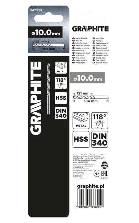 Wiertło do metalu HSS, DIN 340, przedłużane, 10 mm Wiertło do metalu HSS, DIN 340, przedłużane, 10 mm