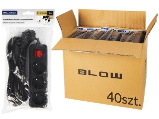 98-572# Przedłużacz sieciowy pr-370wsp 3-gniazda z uziemieniem+wyłącznik 2m czarny 3x1,5mm opakowanie