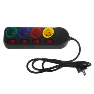 Listwa zasilająca Maclean, przedłużacz 4 gniazda + USB A / C, z włącznikami, 250VAC/10A, 1.5m, czarna, MCE508 B