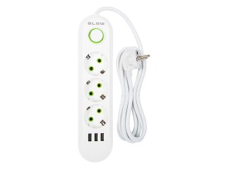 98-216# Przedłużacz sieciowy ps-320 3-gniazda 3xusb 2m biały 3x1mm