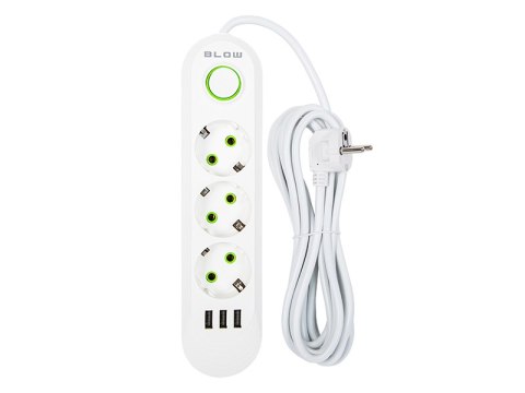 98-218# Przedłużacz sieciowy ps-350 3-gniazda 3xusb 5m biały 2x1mm 98-218# Przedłużacz sieciowy ps-350 3-gniazda 3xusb 5m biały 2x1mm