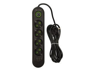 98-220# Przedłużacz sieciowy ps-430 4-gniazda 3xusb 3m czarny 3x1mm