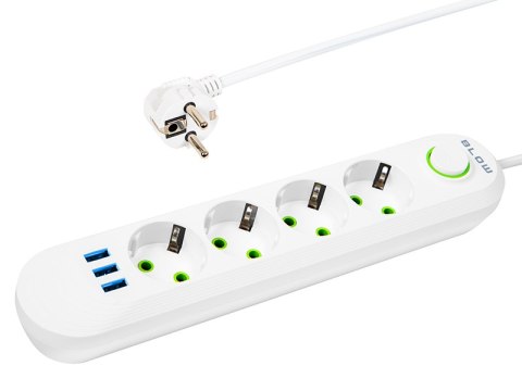 98-223# Przedłużacz sieciowy ps-420 4-gniazda 3xusb 2m biały 2x1mm