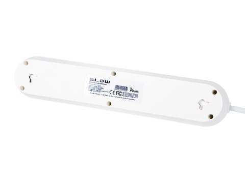 98-225# Przedłużacz sieciowy ps-450 4-gniazda 3xusb 5m biały 2x1mm