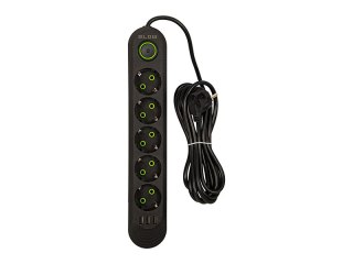 98-227# Przedłużacz sieciowy ps-530 5-gniazd 3xusb 3m czarny 3x1mm