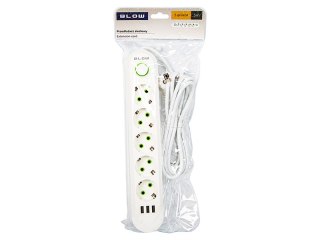 98-231# Przedłużacz sieciowy ps-550 5-gniazd 3xusb 5m biały 3x1mm