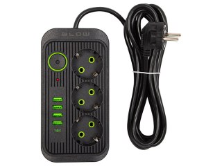 98-234# Przedłużacz sieciowy ps-330s 3-gniazda 4xusb 1xusb-c 3m czarny 3x1mm