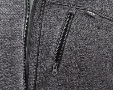 Bluza rozpinana OUTDOOR, pique, szara, rozmiar XXL