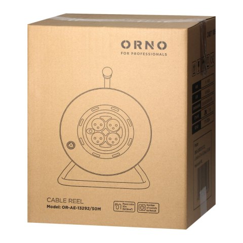 Przedłużacz bębnowy, 4 gniazda 2P+Z, kabel PVC H05VV-F 3x1,5mm?, długość - 50m, STAŁE GNIAZDA, termik, przesłony torów prądowych