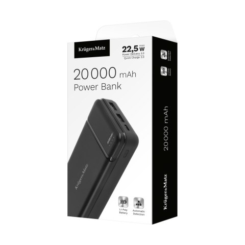 PowerBank Kruger&Matz 20000 mAh Li-pol z funkcją QC oraz PD