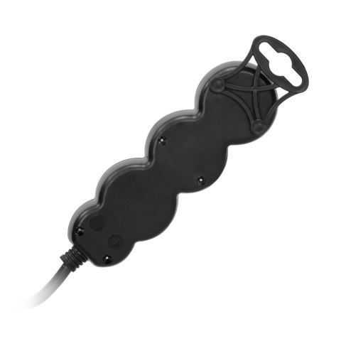 Przedłużacz 3-krotny 2P+Z, 1,5m H05VV-F 3x1,5mm2 , Imax=16A, płaska wtyczka, czarny