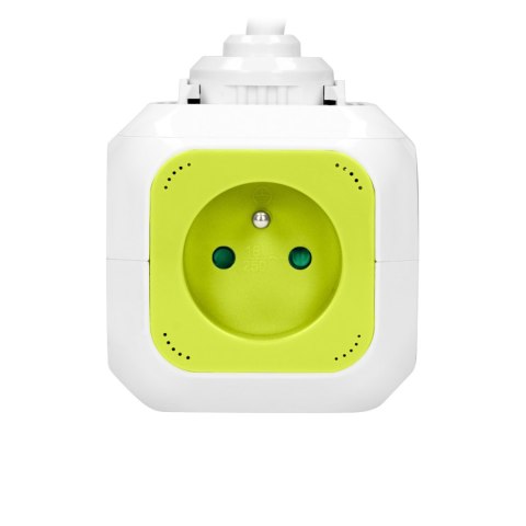 Przedłużacz 4-krotny z ładowarką 2xUSB 1,4m limonkowy