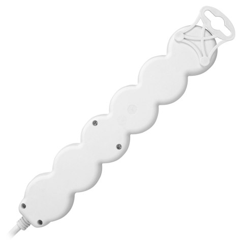 Przedłużacz 5-krotny 2P+Z z wyłącznikiem, 1,5m H05VV-F 3x1,5mm2, Imax=16A, płaska wtyczka, biały