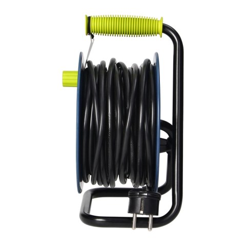 Przedłużacz bębnowy MINI, 4 gniazda 2P+Z, metalowy stojak, polwinit H05VV-F 3x1mm? , długość 15m, limonkowy