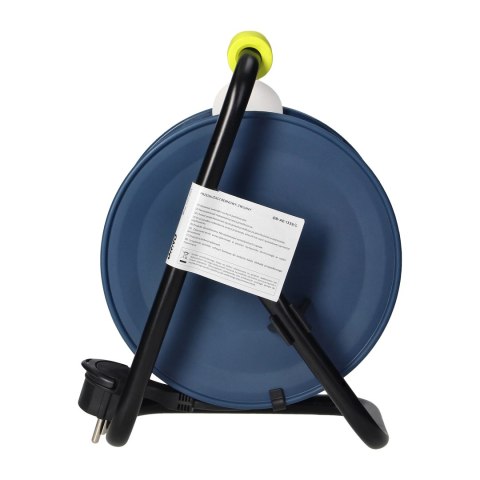 Przedłużacz bębnowy MINI, 4 gniazda 2P+Z, metalowy stojak, polwinit H05VV-F 3x1mm? , długość 15m, limonkowy