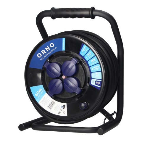 Przedłużacz bębnowy profesjonalny IP44, 4 gniazda 2P+Z (Schuko), kabel gumowy olejoodporny, H07RN-F 3x2,5mm?, długość 40m, unika