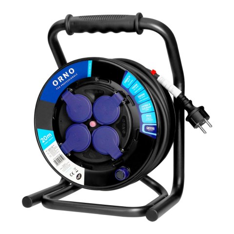 Przedłużacz bębnowy profesjonalny IP44, 4 gniazda 2P+Z, kabel gumowy olejoodporny, H07RN-F 3x2,5mm?, długość 20m, unikatowy stoj Przedłużacz bębnowy profesjonalny IP44, 4 gniazda 2P+Z, kabel gumowy olejoodporny, H07RN-F 3x2,5mm?, długość 20m, unikatowy stoj