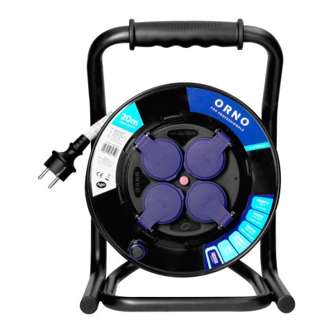 Przedłużacz bębnowy profesjonalny IP44, 4 gniazda 2P+Z, kabel gumowy olejoodporny, H07RN-F 3x2,5mm?, długość 20m, unikatowy stoj Przedłużacz bębnowy profesjonalny IP44, 4 gniazda 2P+Z, kabel gumowy olejoodporny, H07RN-F 3x2,5mm?, długość 20m, unikatowy stoj