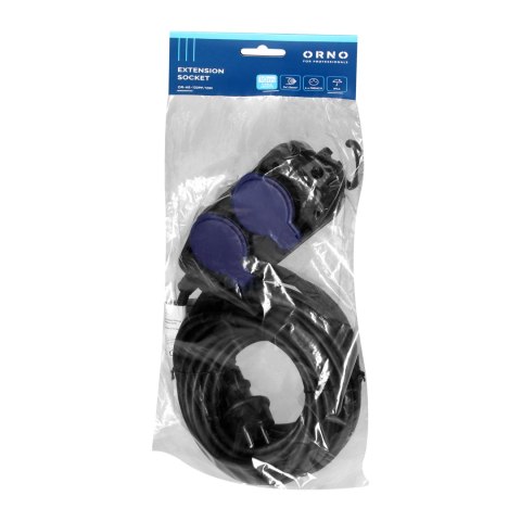 Przedłużacz warsztatowy bryzgoszczelny IP44, 4 gniazda (2+2) 2P+Z, IP44, przewód gumowy, H05RR-F 3x1,5mm?, długość 10m