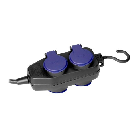 Przedłużacz warsztatowy bryzgoszczelny IP44, 4 gniazda (2+2) 2P+Z, IP44, przewód gumowy, H05RR-F 3x1,5mm?, długość 5m