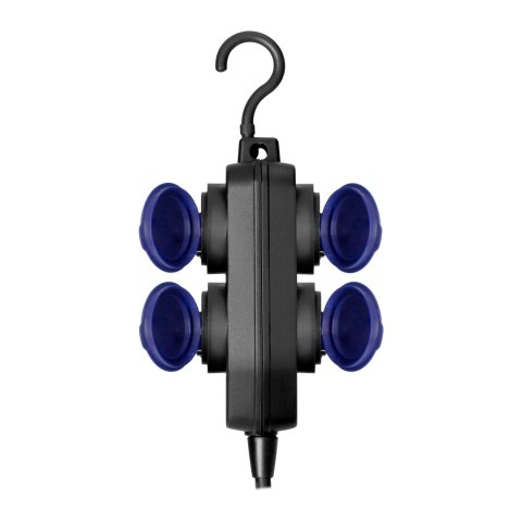 Przedłużacz warsztatowy bryzgoszczelny IP44, 4 gniazda (2+2) 2P+Z, IP44, przewód gumowy, H05RR-F 3x1,5mm?, długość 5m