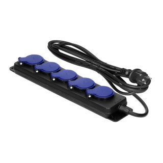 Przedłużacz warsztatowy bryzgoszczelny IP44, 5 gniazda 2P+Z IP44, przewód gumowy, H05RR-F 3x1,5mm?, długość 3m