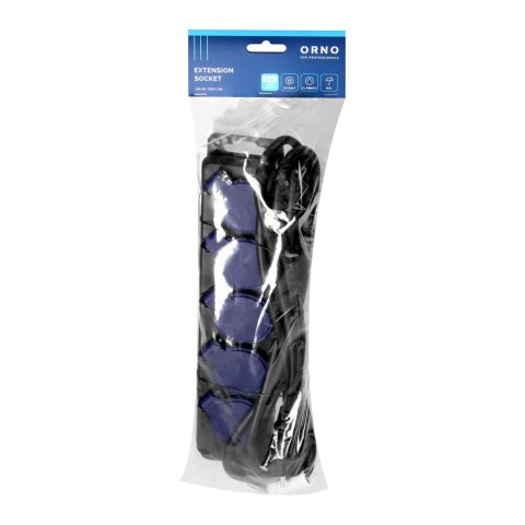 Przedłużacz warsztatowy bryzgoszczelny IP44, 5 gniazda 2P+Z IP44, przewód gumowy, H05RR-F 3x1,5mm?, długość 5m