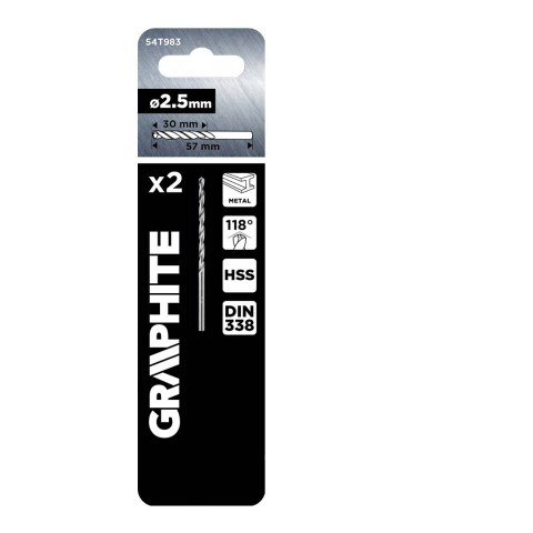 Wiertła do metalu HSS, DIN 338, 2.5 mm , 2 szt. Wiertła do metalu HSS, DIN 338, 2.5 mm , 2 szt.