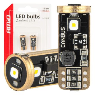 Żarówki led canbus t10 w5w 3smd 3838 white 12v 24v amio-04246