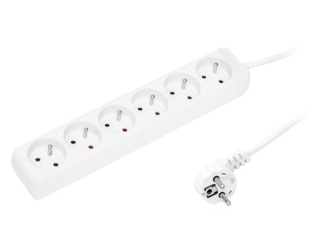 98-721# Przedłużacz sieciowy pr-670p 6-gniazd z uziemieniem 3m biały 3x1,5mm