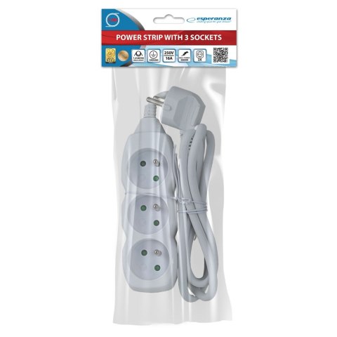 ELK203W Esperanza listwa zasilająca 3 gn. 1.5m biała