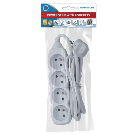 ELK205W Esperanza listwa zasilająca 4 gn. 1.5m biała