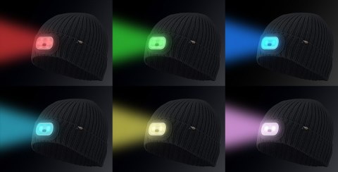 Czapka z latarka LED RGB, grafitowa Czapka z latarka LED RGB, grafitowa