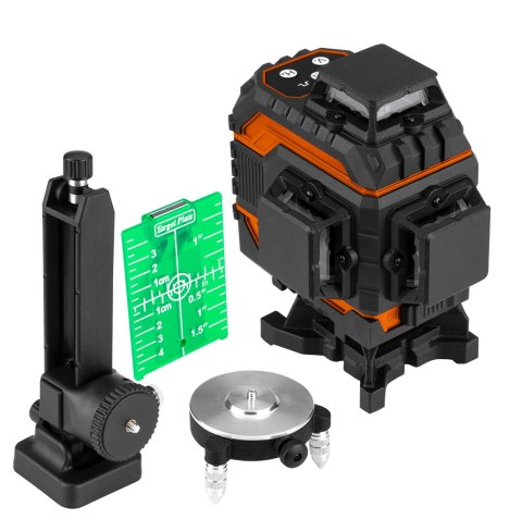 Laser 3D, 12 linii, zielony, walizka, tarcza celownicza, magnetyczny uchwyt, ładowarka Laser 3D, 12 linii, zielony, walizka, tarcza celownicza, magnetyczny uchwyt, ładowarka