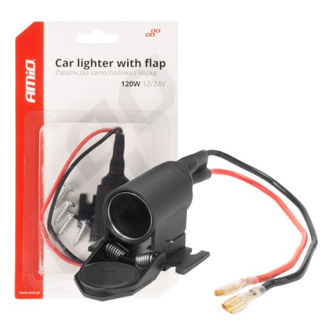 Gniazdo zapalniczki samochodowej z klapką 12v 24v amio-04128