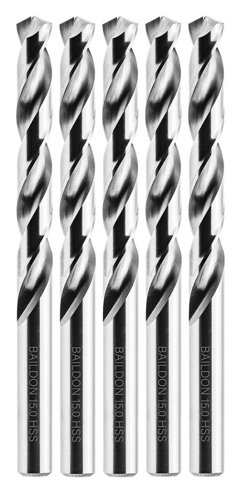 Wiertła do metalu Baildon BASIC DIN 338 RN NWKa 15 mm, HSS (S), 169-114 mm, wielokrotność 5