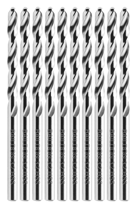 Wiertła do metalu Baildon BASIC DIN 338 RN NWKa 3,2 mm, HSS (S), 65-36 mm, wielokrotność 10