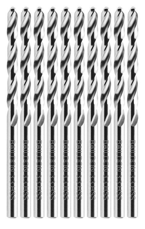 Wiertła do metalu Baildon BASIC DIN 338 RN NWKa 3,3 mm, HSS (S), 65-36 mm, wielokrotność 10