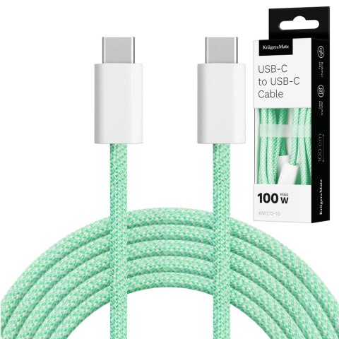 Kabel USB typu C - USB typu C 100 W 1 m zielony Kruger&Matz Basic