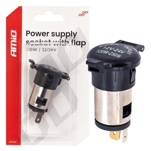 Dodatkowe gniazdo zasilania z klapką 250w 12v 24v amio-04434 Dodatkowe gniazdo zasilania z klapką 250w 12v 24v amio-04434
