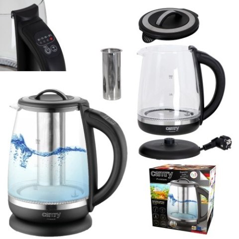 CR 1290 black Czajnik szklany 2,0 l z zaparzaczem oraz regulacją temp.