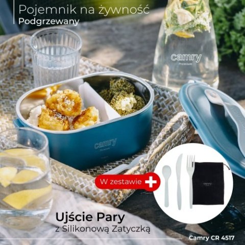 CR 4517 Pojemnik na żywność - podgrzewany - zestaw - metalowy pojemnik + komplet sztućców + woreczek podróżny