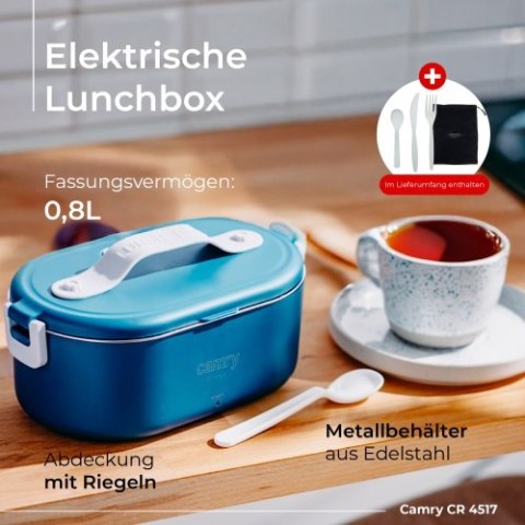 CR 4517 Pojemnik na żywność - podgrzewany - zestaw - metalowy pojemnik + komplet sztućców + woreczek podróżny
