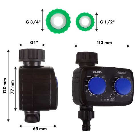 Elektroniczny sterownik nawadniania GreenBlue, programator, zasilanie 2x 1,5V AA, GB391