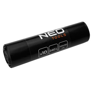 Worki na odpady budowlane 240 L, czarne, 10 sztuk, 45 mic