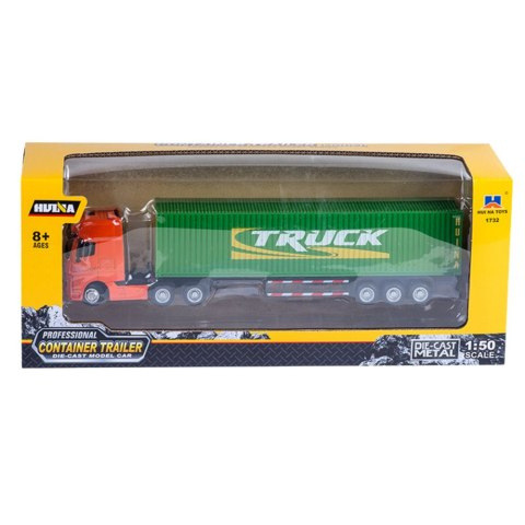 Ciężarówka Naczepa Kontener Metalowa Huina Zielona 1:50