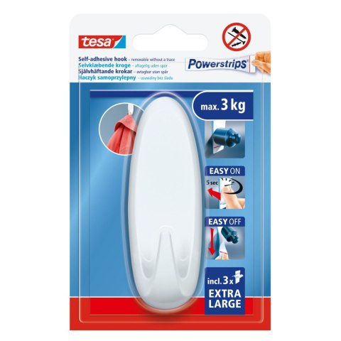 Haczyk samoprzylep.powerstrips 1 szt.owalny duży biały Haczyk samoprzylep.powerstrips 1 szt.owalny duży biały