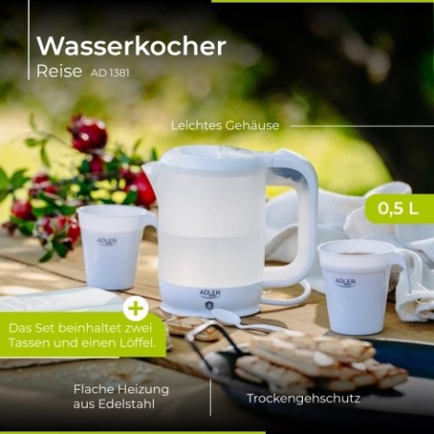 AD 1381 Czajnik elektryczny plastikowy turystyczny 0,5 l